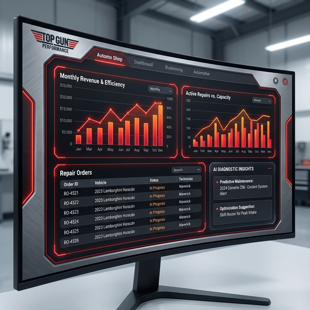 Top Gun Automotive shop dashboard